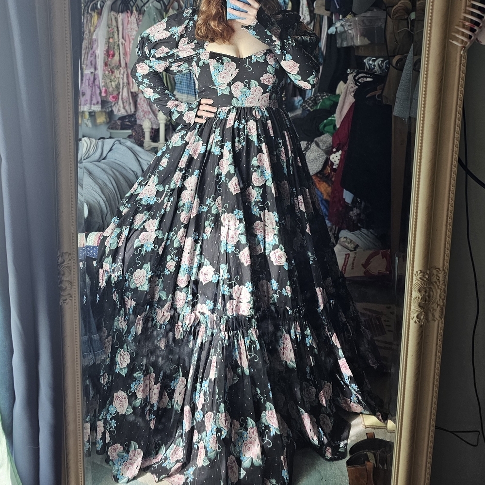 Floral Maxi Dress with Bell Sleeves - Picture 3 of 3